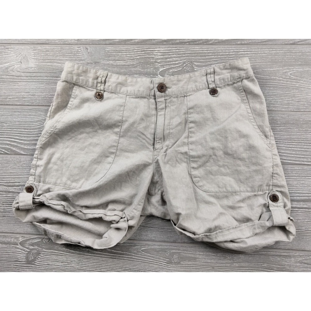 Patagonia Organic Cotton Hemp Roll Up Shorts Light Khaki Tan Womens 6 Hiking